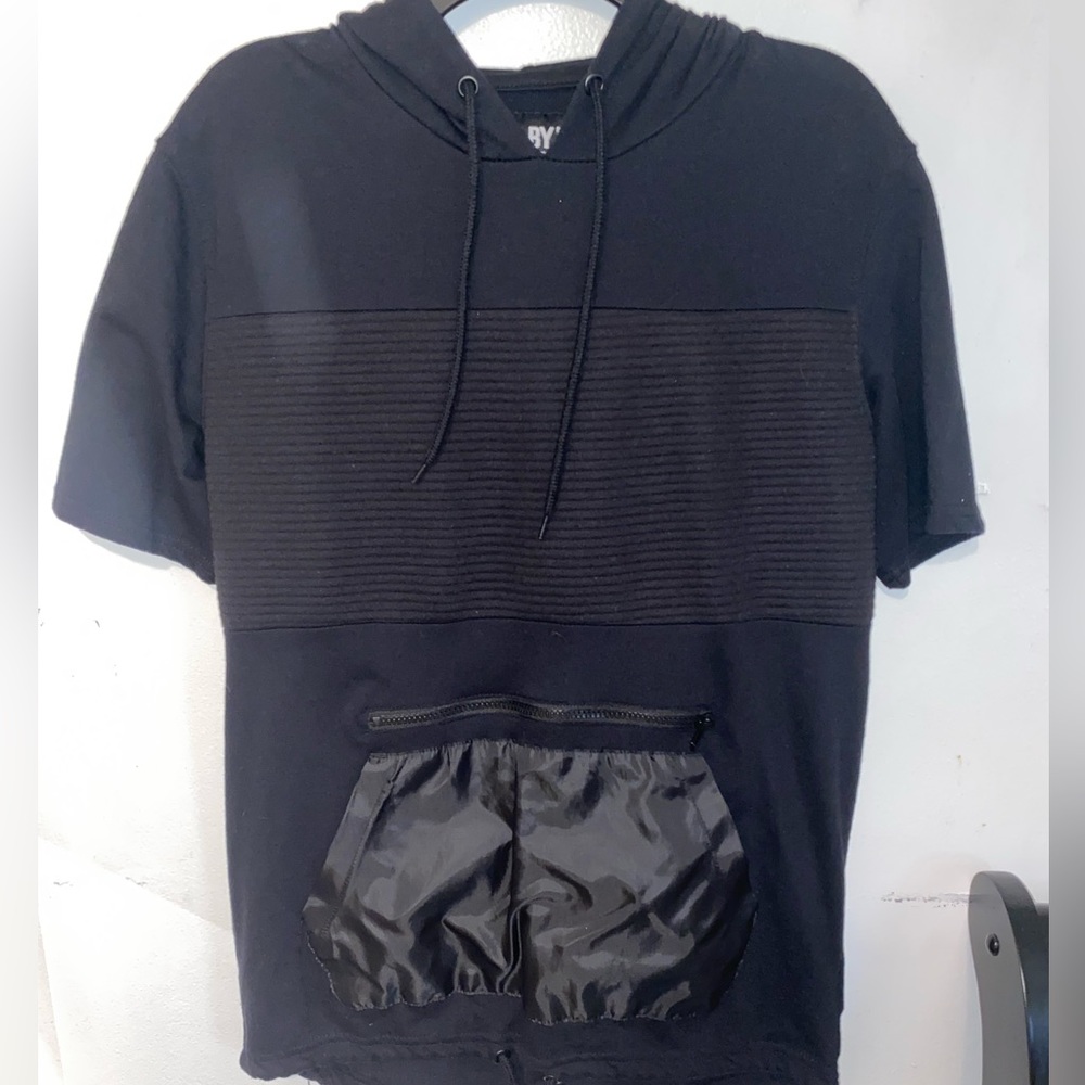 Mens Black Short Sleeve Hoodie